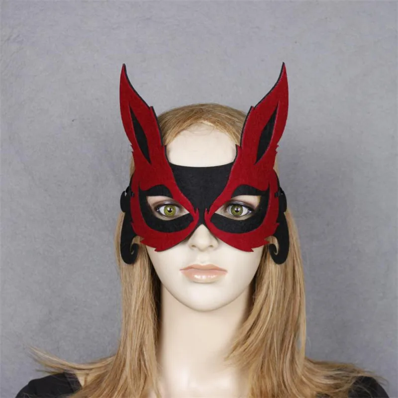 

Sexy Cat Deisgn Elegant Eye Face Mask Felt Cloth Masquerade Ball Carnival Masks With Ear Red/Black Mix Color Party Dress Up #YL1