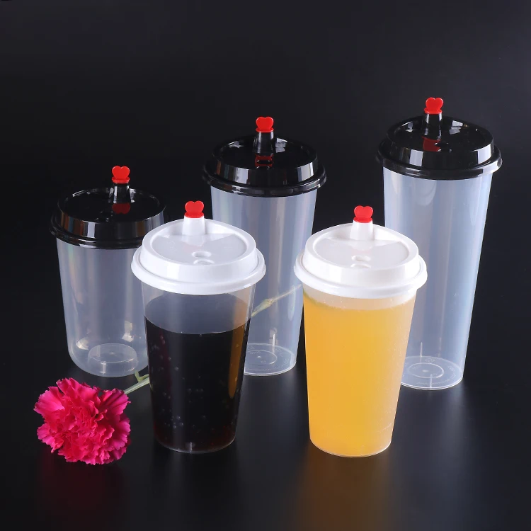 

Plastic Disposable Cups Logo Custom Disposable Milk Tea Cup With Lids