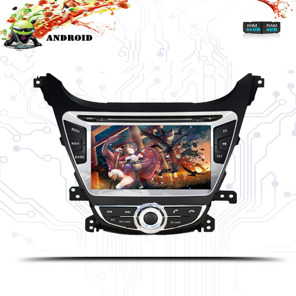 Excellent Octa Core Android 9.0 4GB+64G ROM Car DVD Player Navigation GPS Video music Fit Hyundai Elantra 2014 2015  Radio Stereo Audio 2