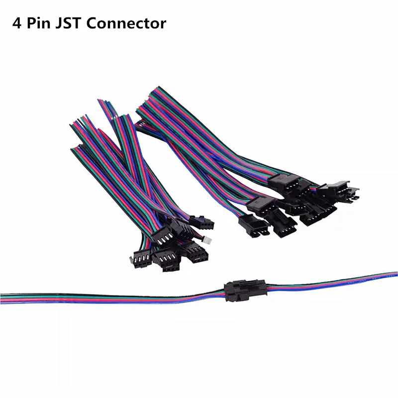 JST SM быстрый соединитель провода 2pin/3pin/4pin/5pin JST SM соединительный кабель Мужской и Женский штекер провода для WS2812B WS2811 светодиодные ленты лампы - Цвет: 4 Pin