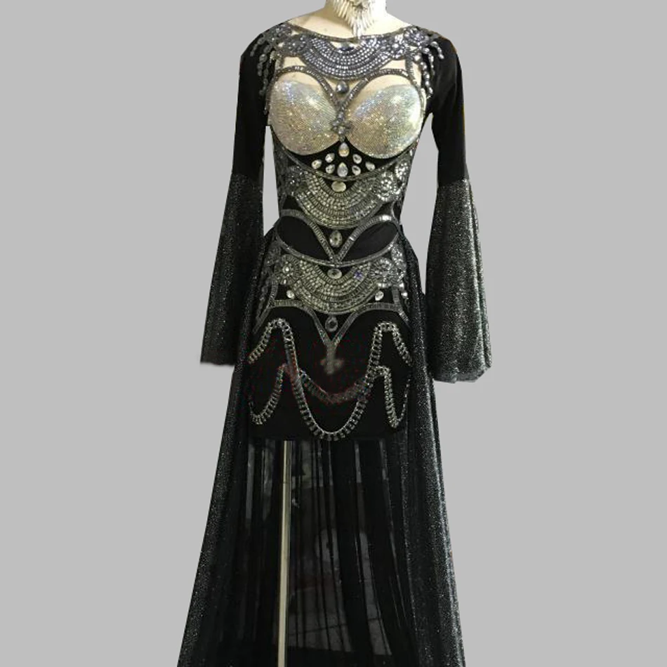 Королева стиль богиня женская песня Труба рукава юбка бар фотография Подиум со шлейфом ГОГО представление для женщин танцевальная одежда