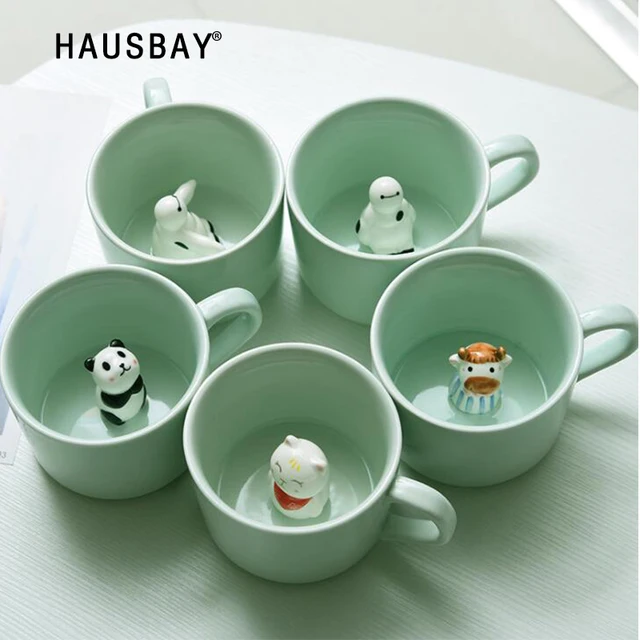 Best Offers Creative Ceramic Cup coffee Mug 3D Milk Cup With Animal Cute Cartoon Panda Rabbit Tee Cup Heat-resistant Celadon Cup Caneca 1102