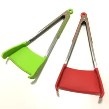 Clever 2 in 1 Kitchen Spatula and Tongs Non-Stick As Seen on TV Stainless Steel Frame Kitchen Tongs