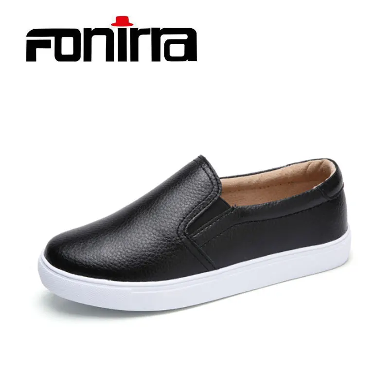 FONIRRA Women Platform Loafers Flats Shoes Genuine Leather Slip on Ladies Moccasins white Sole