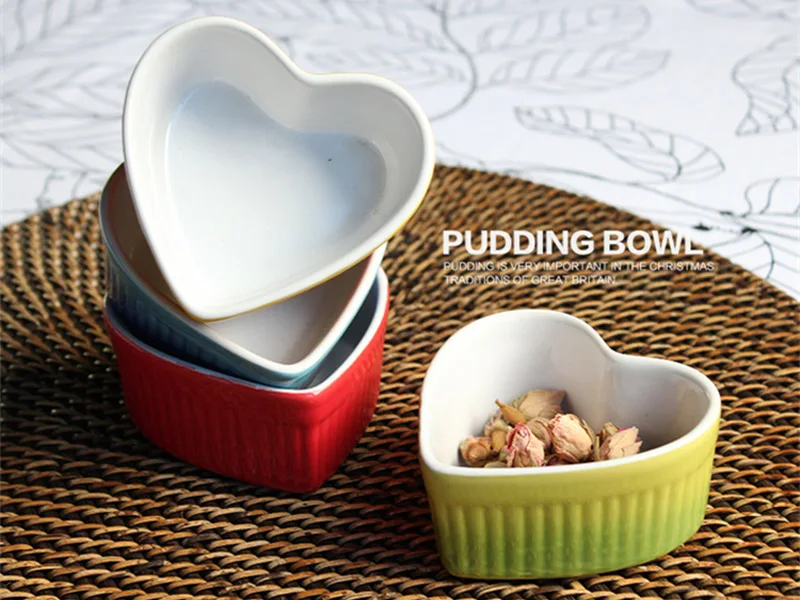Керамический фарфоровый в форме сердца Пудинг Форма миска для выпечки несколько