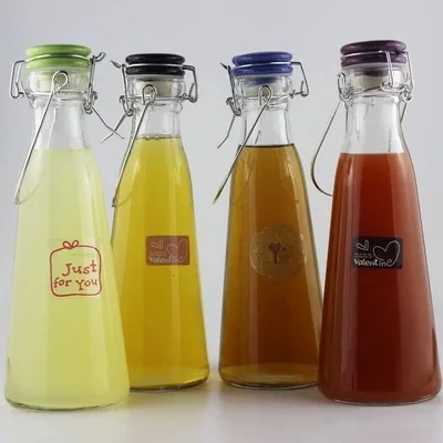 

1PC Glass Beverage Milky Tea Fruit Juice Drink Bottle Cup With Lid Terrarium for Home Shop Tea JR 1102