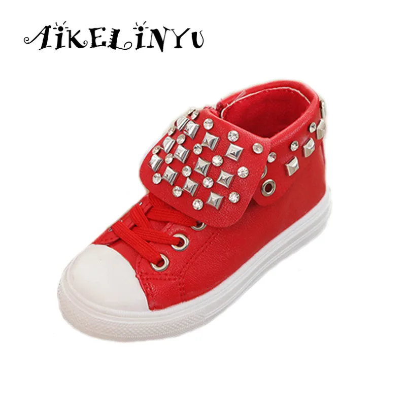 Autumn New Girls Sports Shoes Children Diamond Skate Shoes Girl High