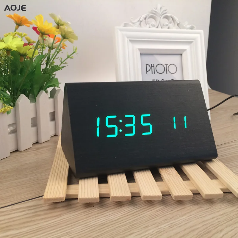 Buy Unusual clocks LED Digital Wooden Alarm Clock