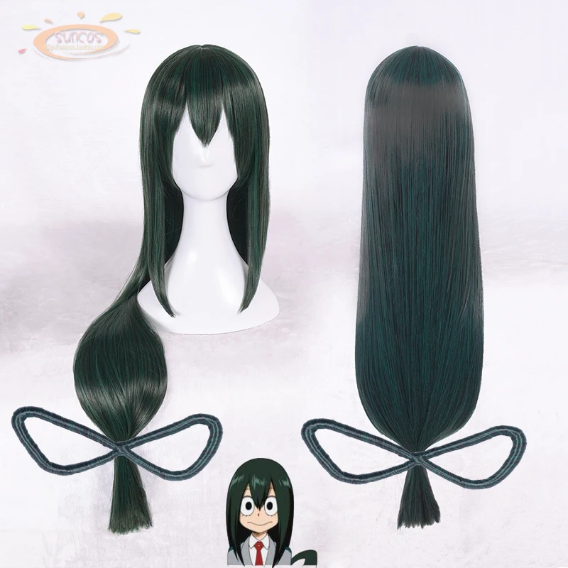 

Cosplay My Hero Academia Baku no Hero Asui Tsuyu Long Straight Dark Green Cosplay Wigs 80cm