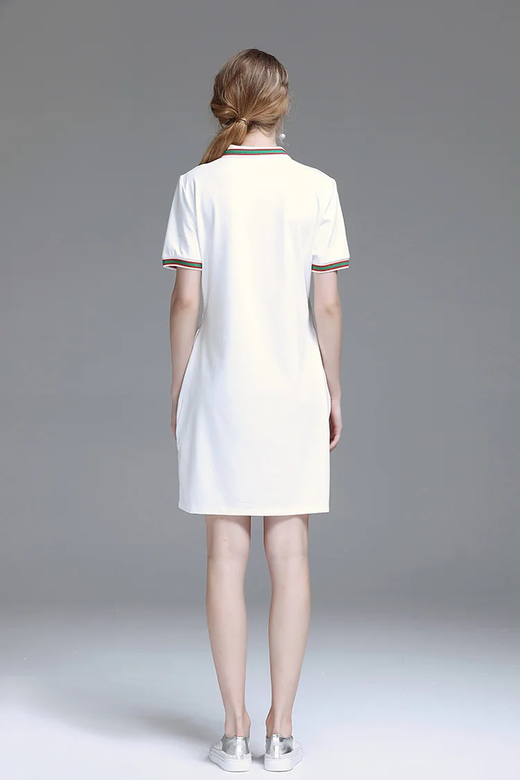 Women summer dress 2019 New Designer elegant embroidered loose knit bodycon white dress summer clothes for women (4)