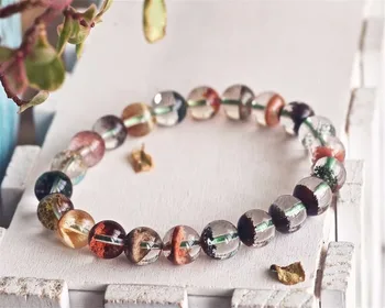 

Natural Colorful Phantom Quartz 8.8mm Round Beads Woman Man Bracelets Crystal Bangle Phantom Bracelet Certificate AAAAAA