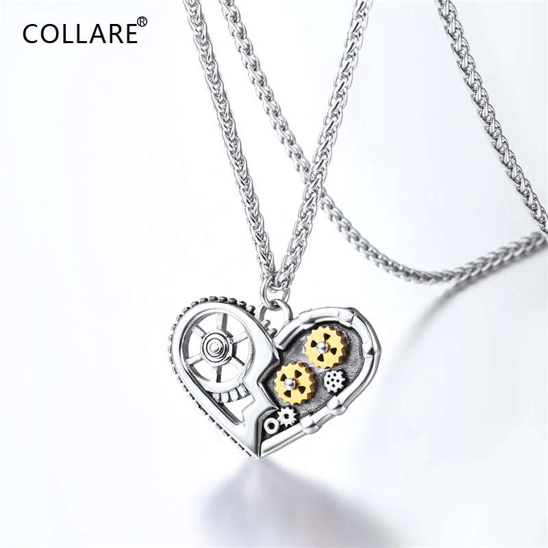 

Collare Steampunk Heart Necklace Men Black Color Mechanical Jewelry Stainless Steel Vintage Retro Punk Gear Machine Pendant P737