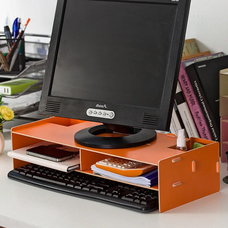 Стол для хранения дерева DIY увеличение Компьютерный дисплей клавиатура размещение стол органайзер Предотвращение шейный спондилез
