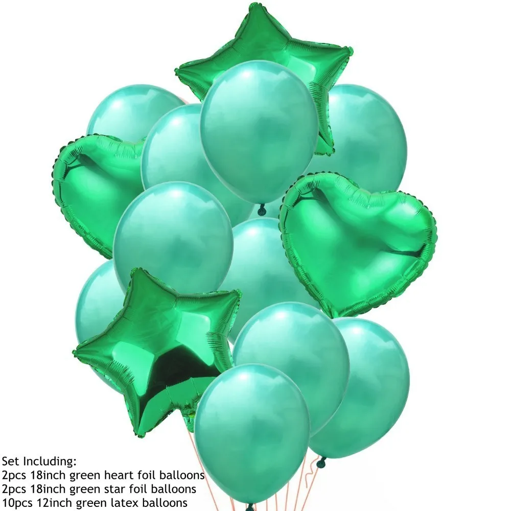 14 шт Смешанные латексные шары воздушные шары с конфетти надувной шар Гелиевый шар для детского душа сувениры на день рождения, свадьбу - Цвет: Green-14pcs