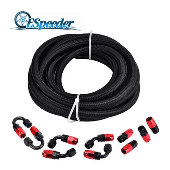 

AN6 NYLON STAINLESS STEEL BRAIDED HOSE Fittings End Adaptor KIT OIL FUEL BLACK HOSE kit
