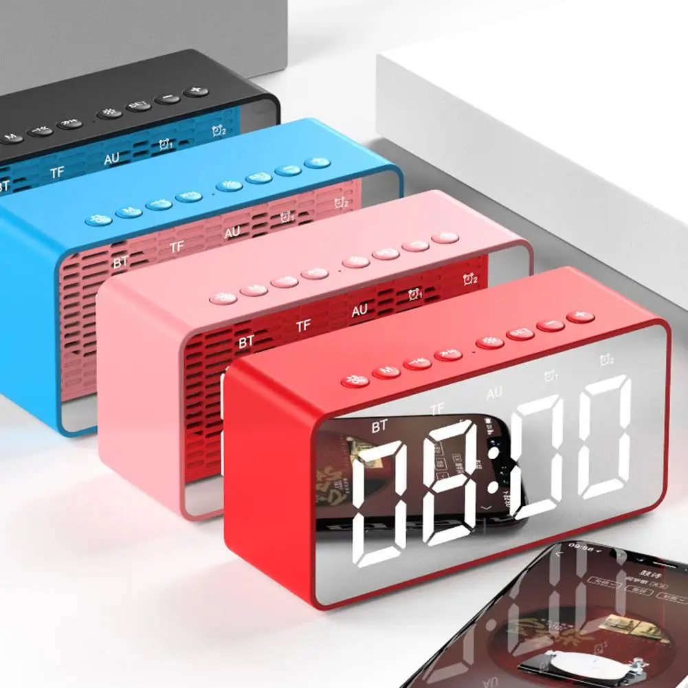 

BT506 Wireless LED Display Mini Mirror Screen Alarm Clock Bluetooth Speaker Gift hot