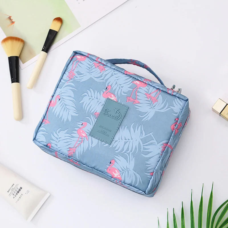 PURDORED 1 Pc Floral Cosmetic Bag Portable Waterproof Women Makeup Bag Travel Toiletry Bag Beauty Case Wash Pouch Bag Neceser