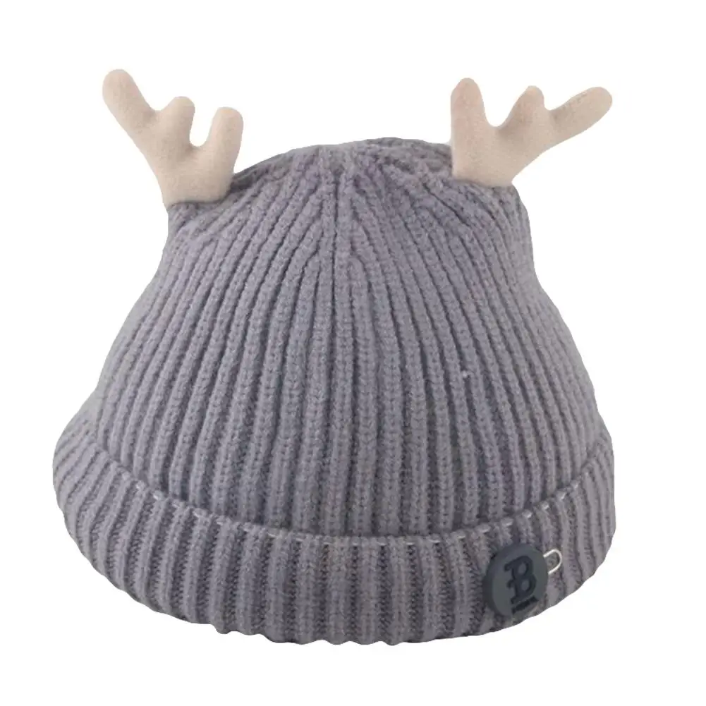 1PC Winter Outdoor Baby Boy Girl Antler Solid Color Beanie Cap Warm