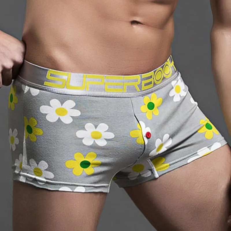 Men's Sexy Boxer Shorts High Quality Cotton Men Home Underwear Button