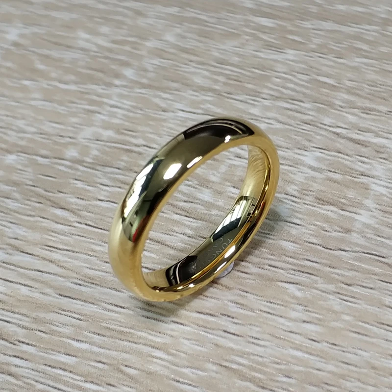 Женское кольцо из карбида вольфрама золотого цвета шириной 4 мм|tungsten carbide|gold colorring