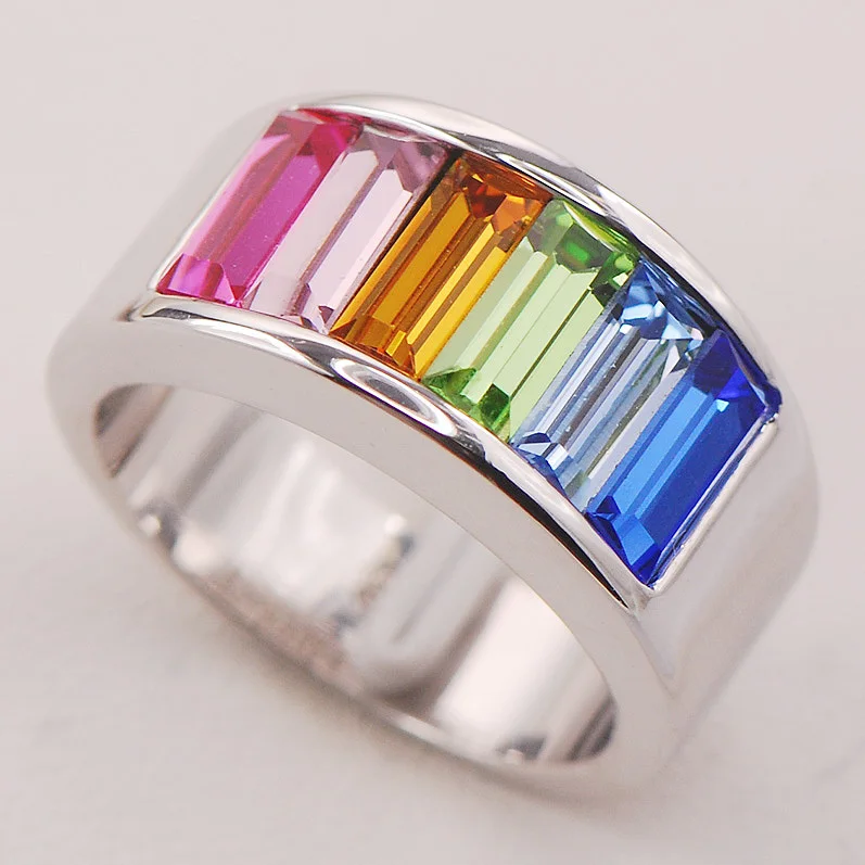 

Blue Crystal Zircon Morganite Pink Crystal Zircon 925 Sterling Silver Ring F772 Size 6 7 8 9 10