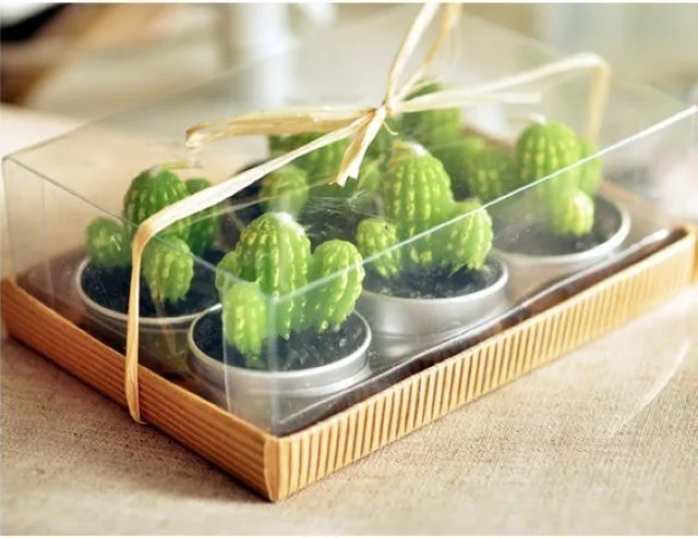 

100PCS Wedding Favors Party Valentine's Gifts Shower Cactus Candle Decoration Free Shipping