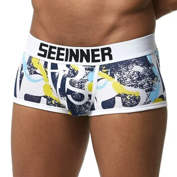 

Brand Underwear Men Boxers Shorts Digital print Men Sexy Cueca Boxer Cotton fashion U convex pouch male/gay underpants