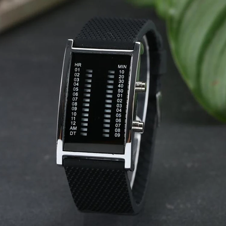 Бренд Tada, уникальные Бинарные светодиодные часы, модный мост, Прямоугольная форма, синий светильник, силиконовые мужские цифровые часы, montre homme