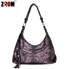 ZROM женские кожаные сумки Змеиная Сумка-тоут сумка через плечо сумка с верхней ручкой с кисточкой сумка-мессенджер