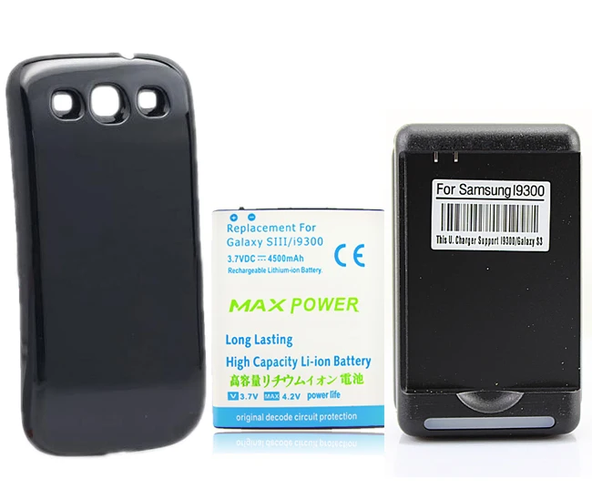 Увеличенный перезаряжаемый аккумулятор 4500 мАч для Samsung Galaxy S3 i9300 с задним чехлом +