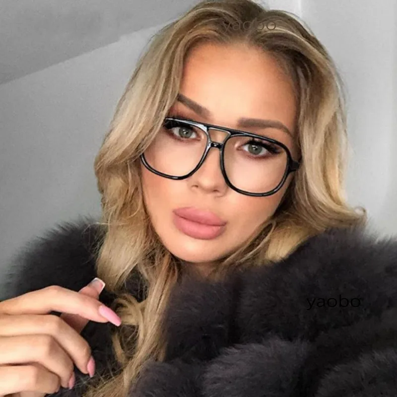

Double Bridge Clear Lens Eyeglasses Women Vintage Retro Square Transparent Glasses Frame Female Men Computer Eyewear Sexy Black