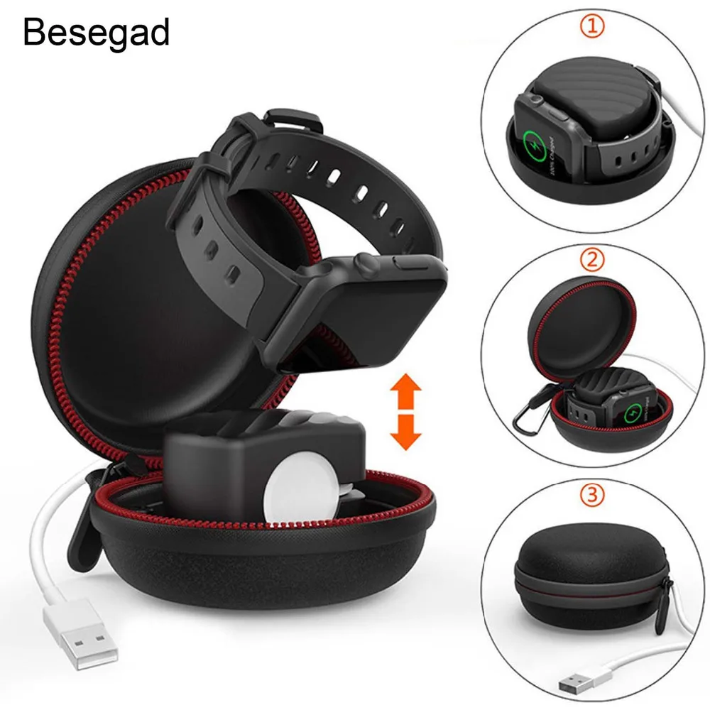 

Besegad EVA Carrying Protective Box Charging Holder Dock Pouch Bag Cases for Apple Watch iWatch Series 1 2 3 4 38-44mm Gadgets