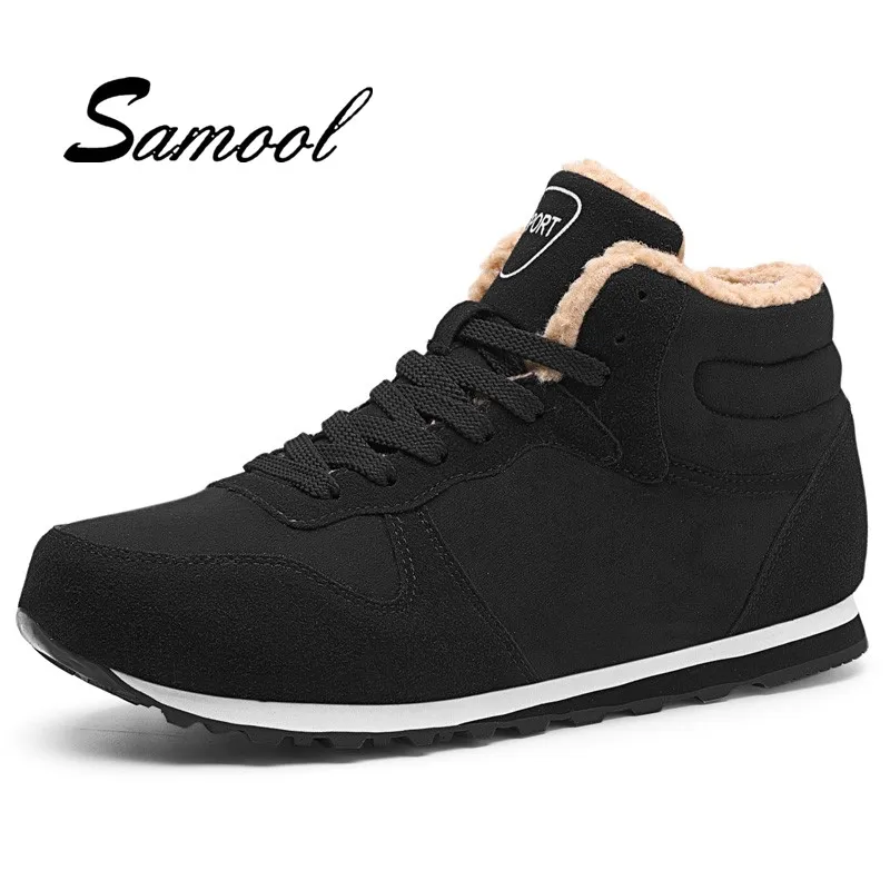 

New Men Boot Fashion Men Ankle Boots Warm Plush Snow Boots Men's Safety Shoes Men Sneakers Male Shoes Black Blue Size 39-47 Ocx3