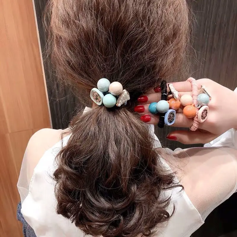 Triangle metal hair rope rubber band color retro hair ring head rope flowers chic elastic hair band fashion hair accessories gum