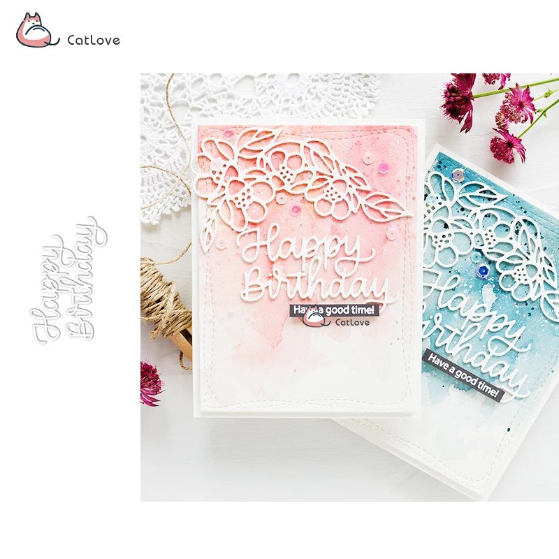 

Happy Birthday Metal Cutting Dies Stencils For DIY Scrapbooking Gift Paper Card Decorative Craft Embossing Die Cuts New 2019