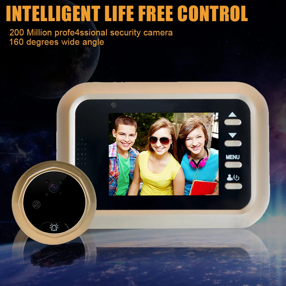 

Smart Visual Doorbell 2.4inch Peephole Viewer Night Vision PIR Motion Detection Security Door Eye LCC77