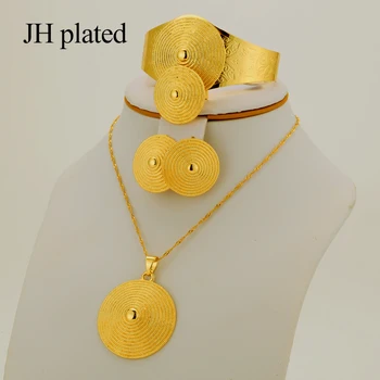 

Jewelry Sets Gifts for Woman Fashion African Dubai Gold Color Jewelry Set French necklace earrings bridal collares jewellery