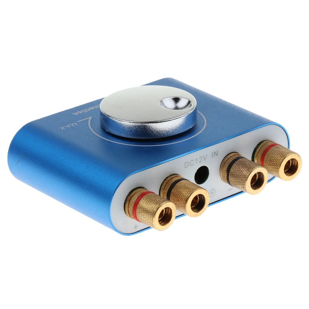 Latest Mini Bluetooth 2.0 Digital Amplifier Hifi Stereo Home Audio Power AMP 60W+60W DC 12V Bluetooth 4.2 Connection Blue