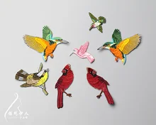 Nueva alta calidad de la mezcla de aves 7 diseño de parches bordados para la ropa, parches bordados de hierro en parches bordados para la ropa
