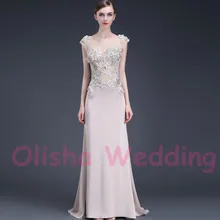Heißer Verkauf Satin Meerjungfrau Abendkleid Scoop Neck Sheer & Sexy Sheer Zurück Appliques Kristall Abschlussball-kleider Nach Maß