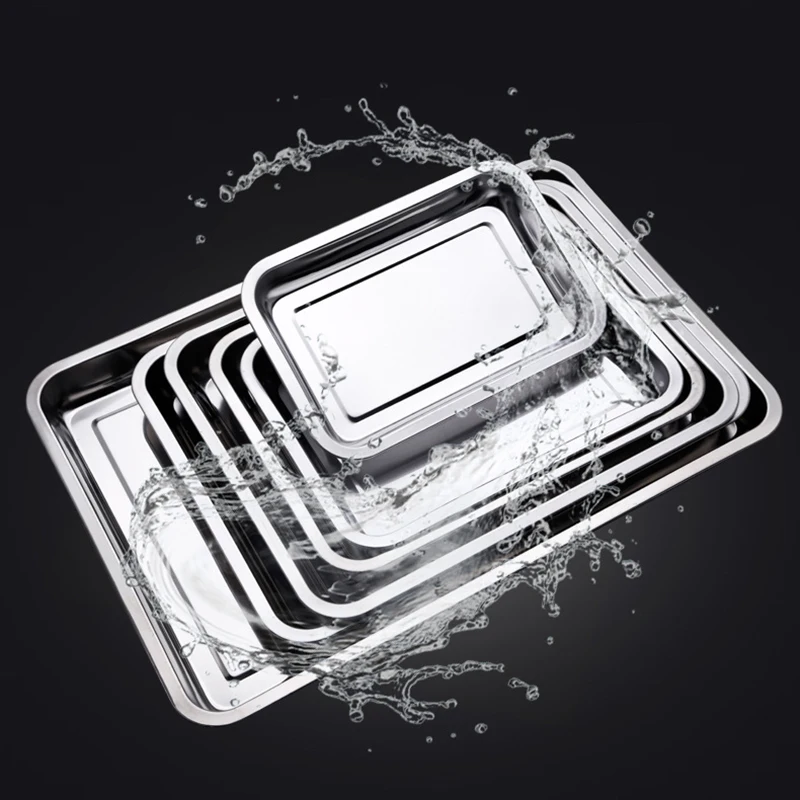 

outdoor camping Barbecue Tray Rectangular Stainless Steel Plate Food Fish Dish BBQ Tool