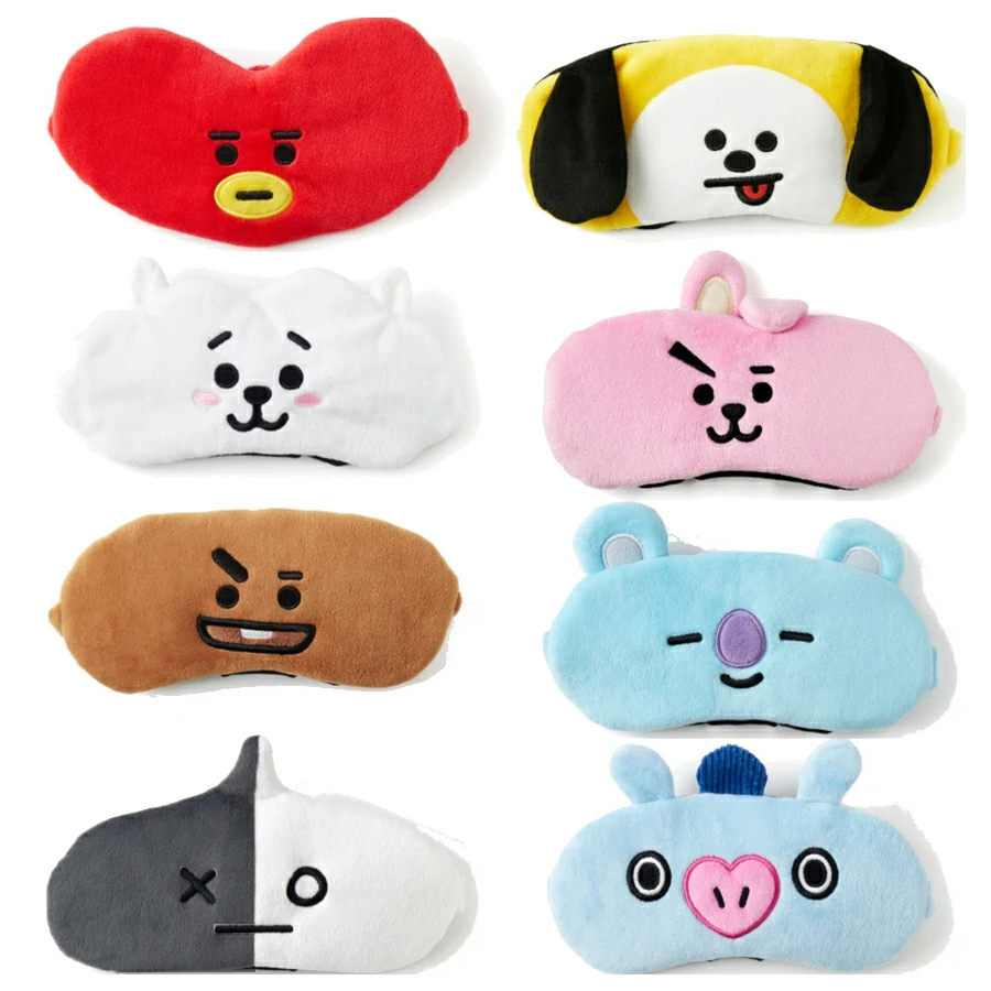Кожа Soft Touch BTS BT21 мультфильм маска для глаз игрушка Ланчбокс дорожный перерыв сна затенение Дышащий Натуральный маска сна цифры подарок дети - изображение