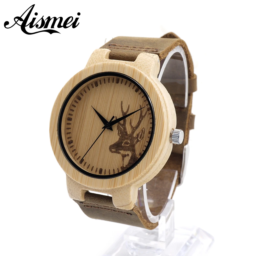 Prix pour Hommes Femmes Deer Head Conception Bambou En Bois Montres De Luxe Elk En Bois Bambou Montres Avec Montre À Quartz En Cuir Prix pour Hommes Femmes Deer Head Conception Bambou En Bois Montres De Luxe Elk En Bois Bambou Montres Avec Montre À Quartz En Cuir