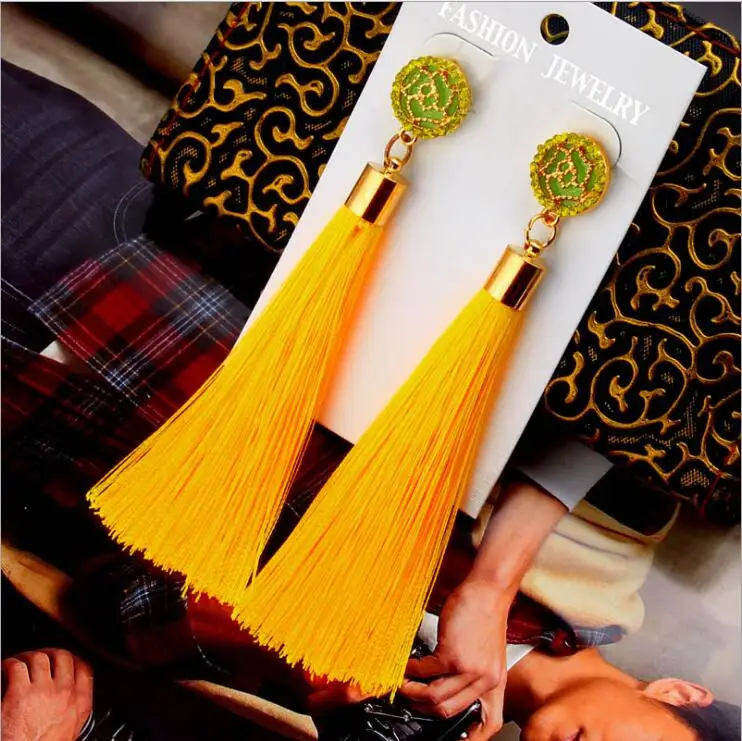 Rhinestone Long Tassel Earrings Jewelry in Earrings