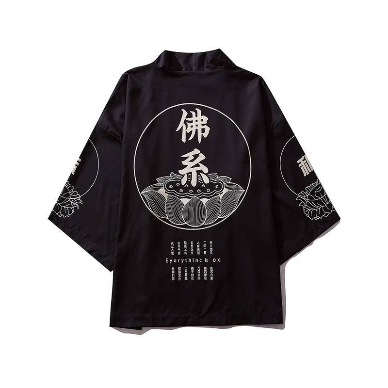 Summer New Chinese Character Men Cardigan Sunscreen Jacket Fashion Printed Male Harajuku Streetwear Japanese Kimono Jackets Coat