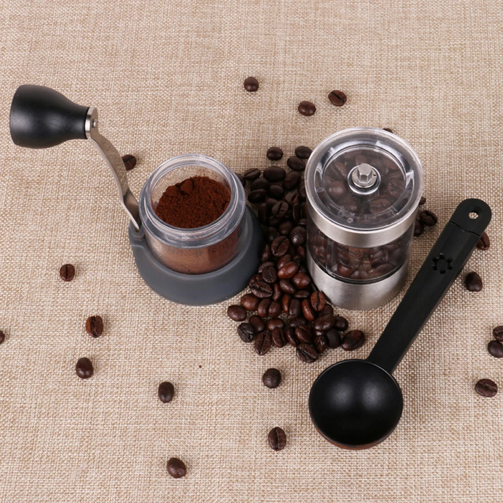 Мини ручная керамическая кофемолка из нержавеющей стали регулируемая кофейная мельница с керамическим шлифовальным сердечником щетка ложка кофемолки