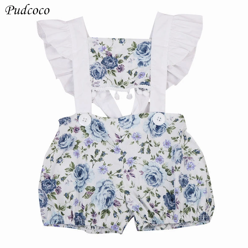 

High Waist Hollow Baby clothes Summer Newborn Girls Floral Bodysuit Jumpsuit Outfits Sunsuit Clothes 0-24M