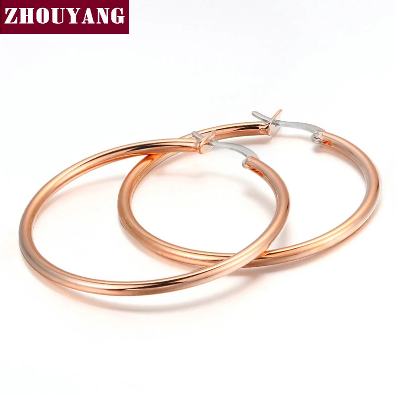 

Big Circle Classic Hoop Earrings 0.38CM Rose Gold Color For Women Party Two Color Top Quality ZYE093
