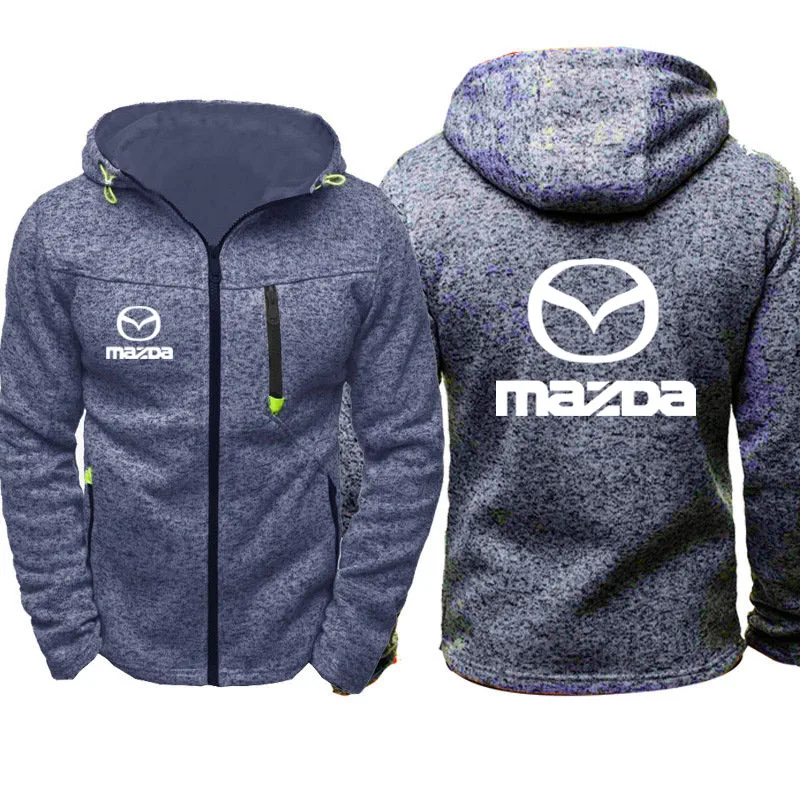  Hoodies Men Mazda Car Logo Print Casual Hip Hop Harajuku Long Sleeve Hooded Sweatshirts Mens zipper