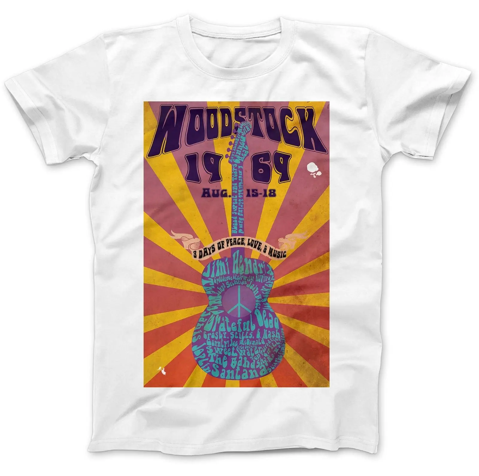 

Woodstock Festival 1969 Hippie T-Shirt 100% Premium Cotton Peace Music New T Shirts Funny TopsTee New Unisex Funny free shipping